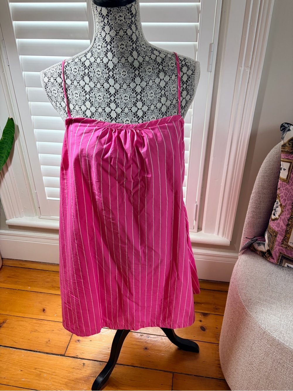 a new day Hot Pink & White Striped Spaghetti Strap Dress